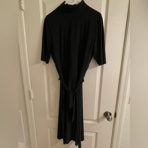 Ralph Lauren Black Mock Turtleneck Elbow Length Sleeve Dress
